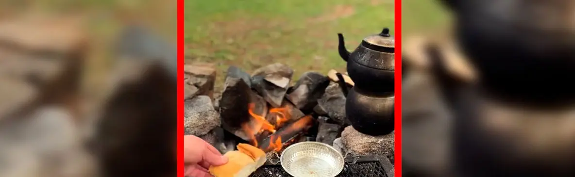 فیلم حس زیبای نان گرم و چای آتشی در جنگل