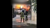 فیلم لحظه سوختن تویویا لندکروز مرد مشهدی در شعله های آتش