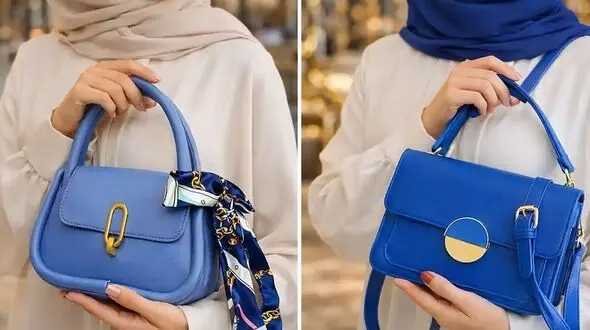 جدیدترین کیف چرمی آبی کاربنی شیک زنانه و مجلسی / عکس