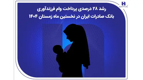 رشد ۲۸ درصدی پرداخت وام فرزندآوری بانک صادرات ایران در نخستین ماه زمستان ۱۴۰۴