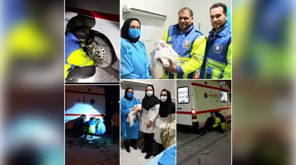 تلاش برای نجات جان مادر باردار از میان برف و کولاک + جزییات