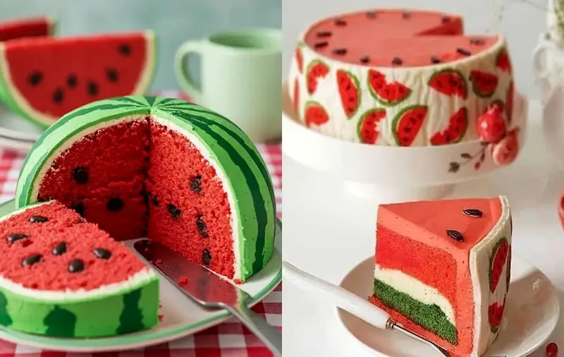 تزیین کیک شب یلدا خانگی هندوانه