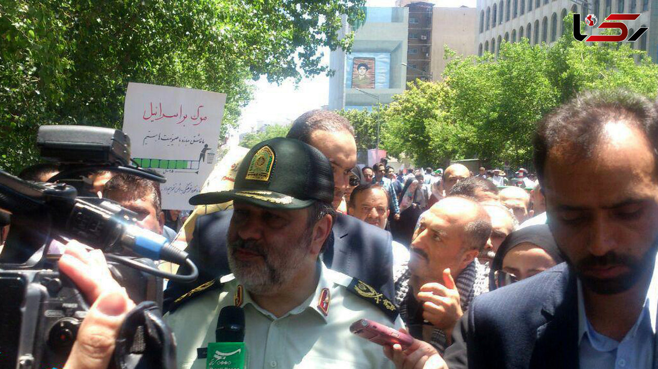 حضور فرمانده نیروی انتظامی در راهپیمایی روز قدس + عکس