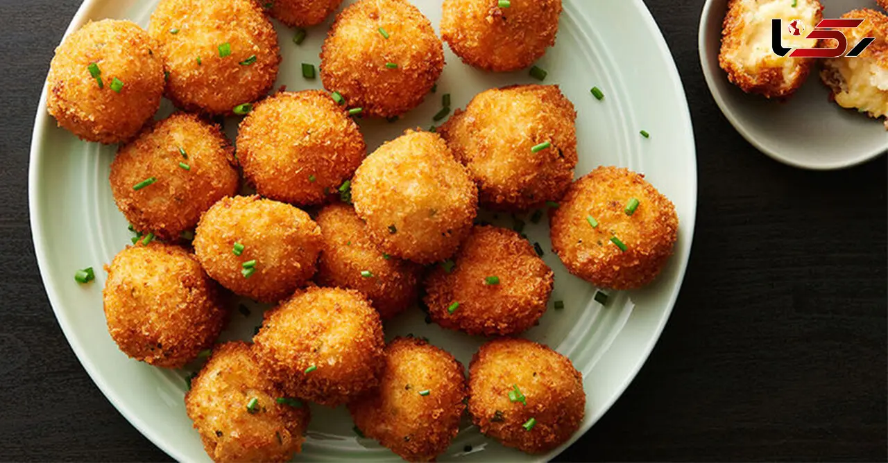  توپک سیب زمینی با سس پیازچه فینگرفودی فوری + طرز تهیه