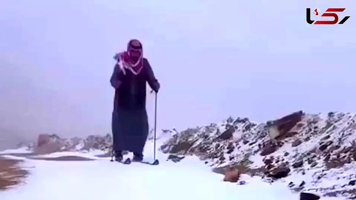 فیلم بارش برف در کوه جبل اللوز تبوک عربستان