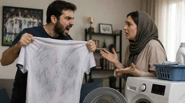 طلاق عجیب مرد جوان به خاطر شستن پیراهن فوتبالی امضاشده!