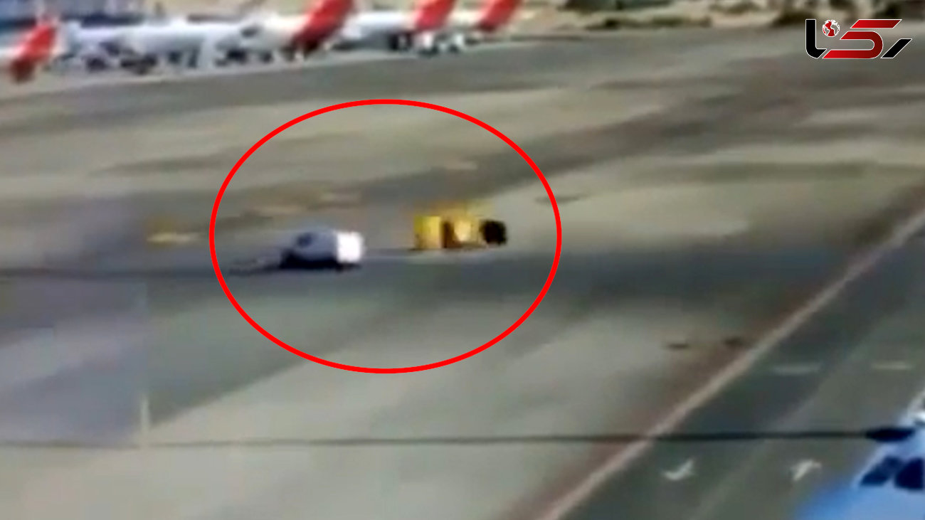 فیلم عجیب از تصادف 2 خودرو در فرودگاه