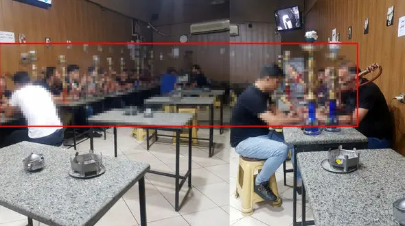 راز کرکره های برقی قهوه خانه معروف لو رفت / استعمال قلیان به صورت چراغ خاموش +عکس