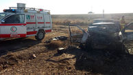 تصادف با کامیون و آتش‌ گرفتن پژو در محور شاهرود به دامغان یک کشته داد