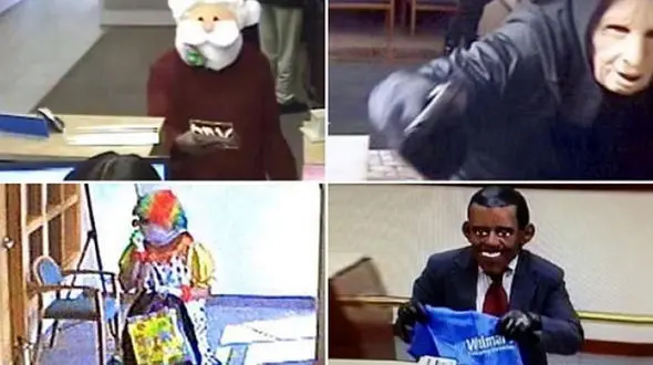 تصاویر دیدنی از دزدان عجیب بانک ها/این نقاب ها خطرناک هستند!