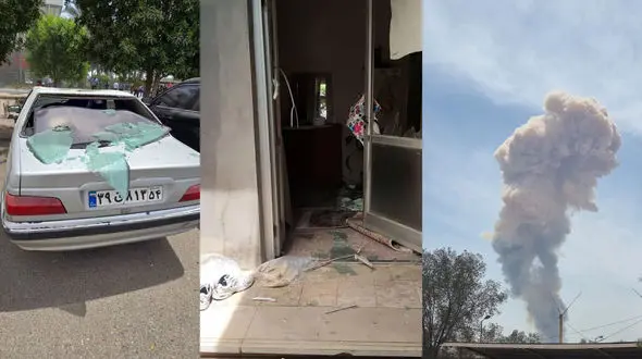 فیلم لحظه ریزش سقف ساختمان اداری بندر شهید رجایی روی سر کارمندان با انفجار شدید !