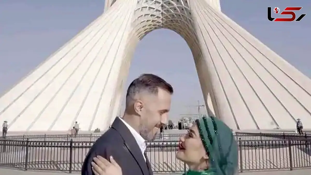 فیلم/ کلیپ فرمالیته یک زوج با لباس عروس متفاوت در برج آزادی / لباسی از ایران...!