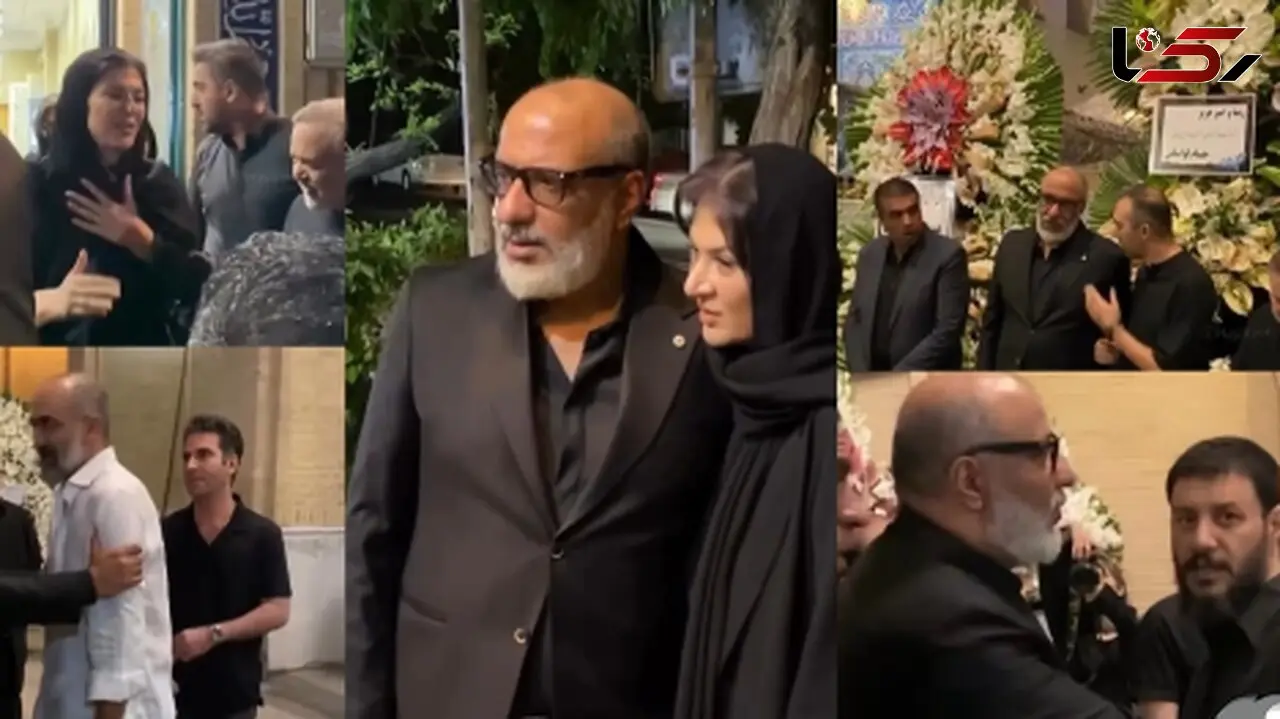 فیلم / نگاهی به تاج گلهای اعیانی مراسم ختم مادر ریما رامین‌فر؛ خودنمایی تاج گل مجید صالحی و امیرنوری با گلهایی پر از گلایل و آنتوریوم