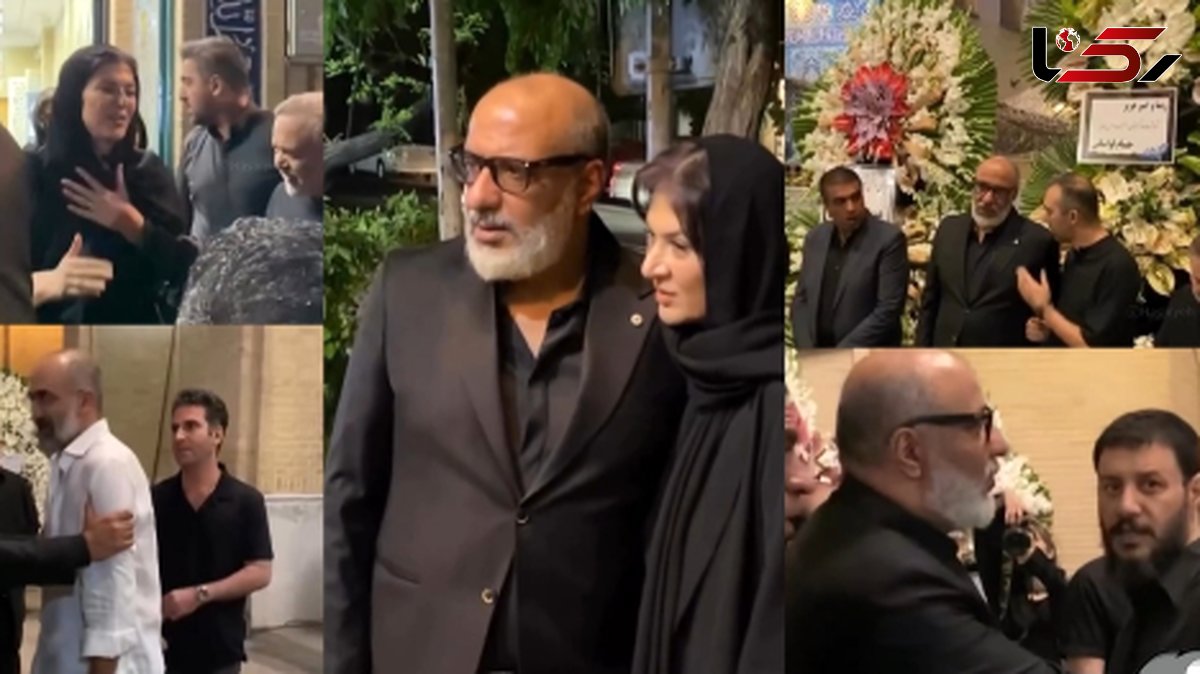 فیلم / نگاهی به تاج گلهای اعیانی و گرانقیمت مراسم ختم مادر ریما رامین‌فر؛ خودنمایی تاج گل مجید صالحی و امیرنوری با گلهایی پر از گلایل و آنتوریوم