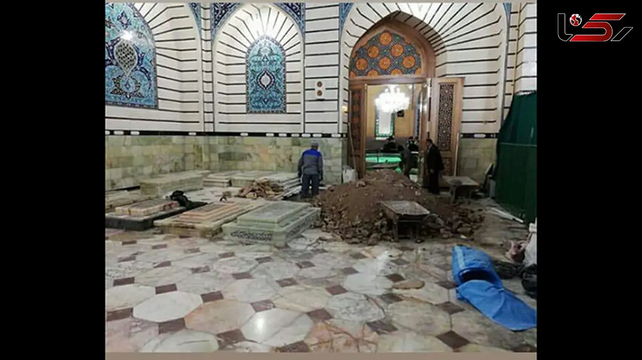 آماده سازی محل خاکسپاری آیت الله هاشمی شاهرودی در حرم حضرت معصومه(س)+عکس
