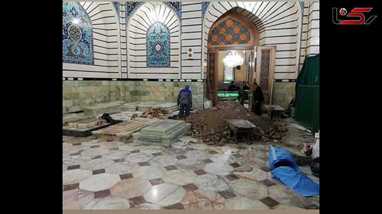 آماده سازی محل خاکسپاری آیت الله هاشمی شاهرودی در حرم حضرت معصومه(س)+عکس
