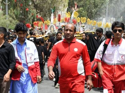 استقرار شبانه‌ روزی امدادگران هلال‌احمر در تاسوعا و عاشورای حسینی