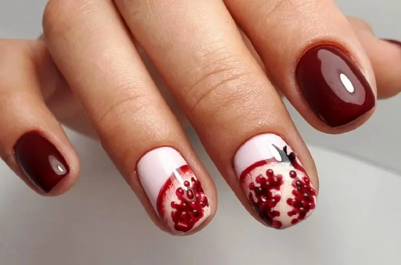 مدل ناخن یلدایی اناری شیک 3