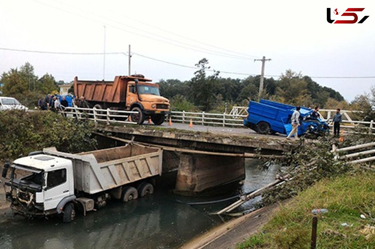 سقوط هولناک کامیون به  رودخانه لاکان رشت + عکس 