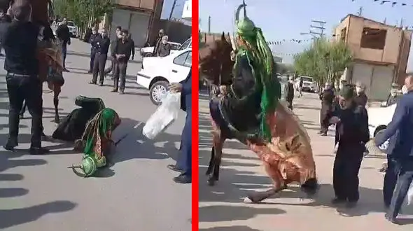 اتفاق عجبیب در مراسم تعزیه خوانی در دولت آباد + فیلم