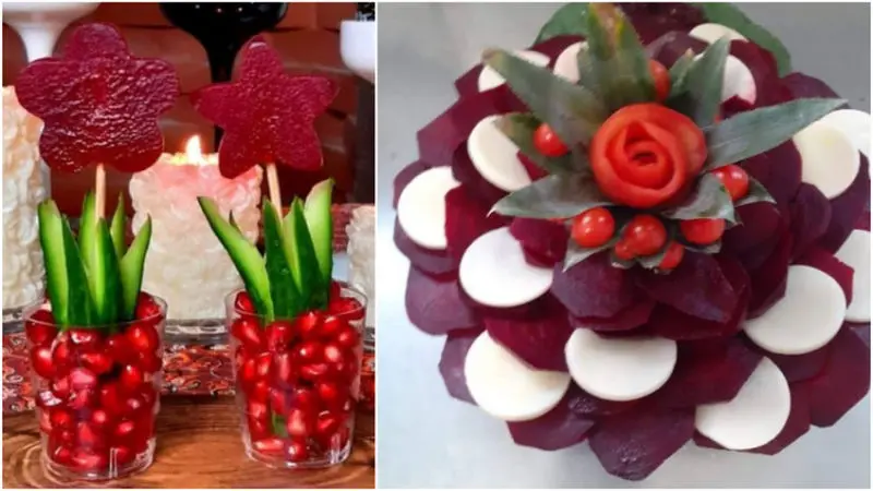 تزیین لبو به شکل گل رز برای شب یلدا 1404