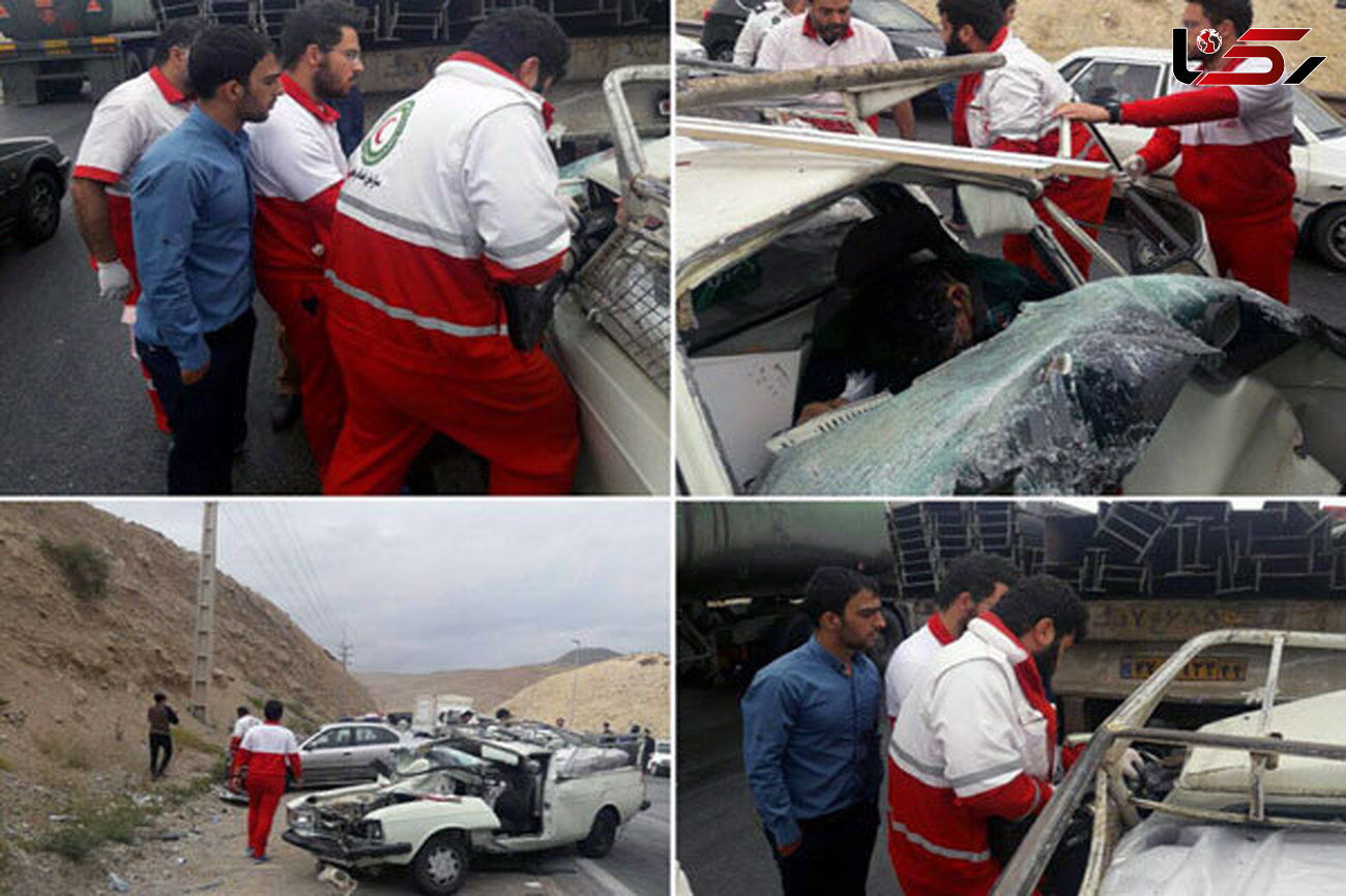 تصادف زنجیره ای ۴ خودرو در محور تهران-دماوند 