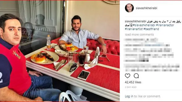 بازیگر مرد در کنار رفیقی که از فرنگ برگشته است!+ عکس 