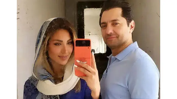 غوغای این عکس عاشقانه  بهرام رادان با همسر زیبایش ! / مینا مختاری دل دخترها را سوزاند !