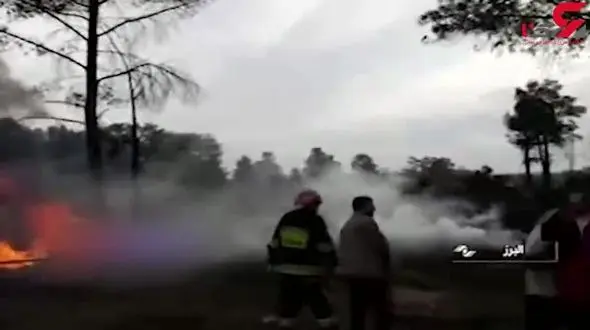 جدیدترین فیلم  از محل سقوط هواپیمای باری در کرج + فیلم