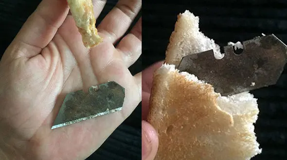 وجود تیغ کاتر در میان نان صبحانه! / مردی تیغ کاتر را خورد +تصاویر 