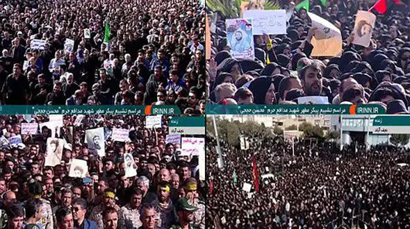 مراسم تشییع پیکر شهید حججی در نجف آباد / غوغای شهر با شهید بی‌سر+ فیلم و عکس