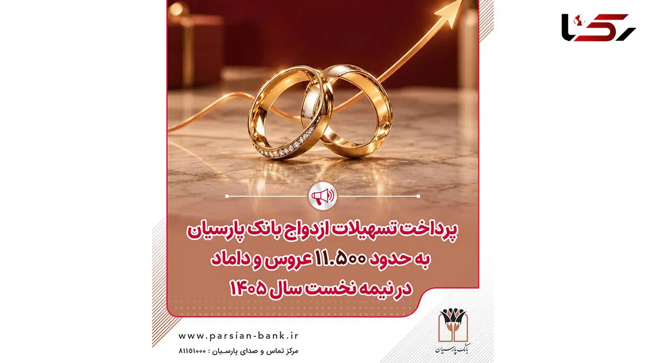 پرداخت تسهیلات ازدواج بانک پارسیان به حدود 11 هزار و 500 عروس و داماد در نیمه نخست سال 1405