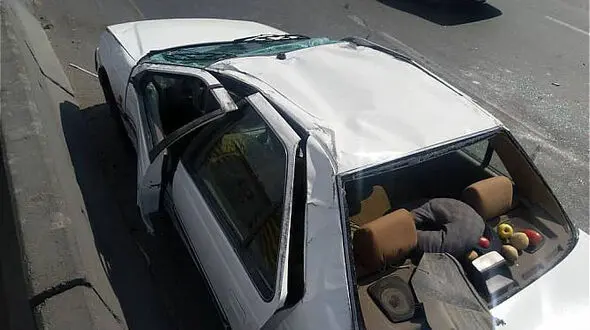 در این ماشین مچاله کسی کشته نشد! + عکس های وحشتناک در جاده خاوران