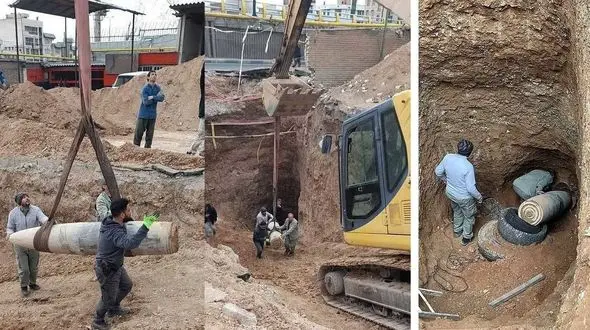 تصاویری از بمبی که در تهران عمل نکرد / خروج موشک عمل‌ نکرده از محدوده مسکونی منطقه ۴ تهران