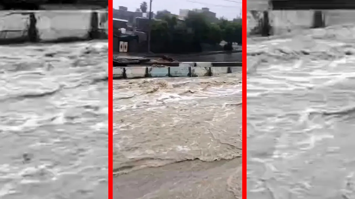 فیلم جاری شدن سیلاب در خیابان های قشم
