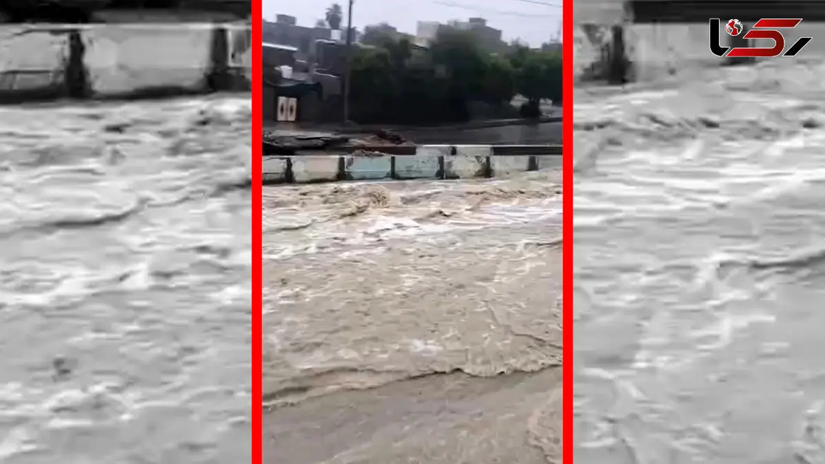 فیلم جاری شدن سیلاب در خیابان های قشم