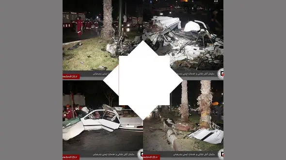 عکس هولناک از تصادف مرگبار پژو با درخت در بندرعباس