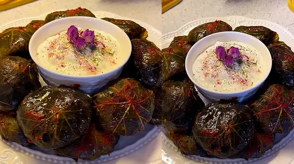 این دلمه با گوجه‌ سبز یه طعم دیگه داره! / فیلم