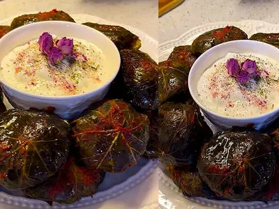 این دلمه با گوجه‌ سبز یه طعم دیگه داره! / فیلم