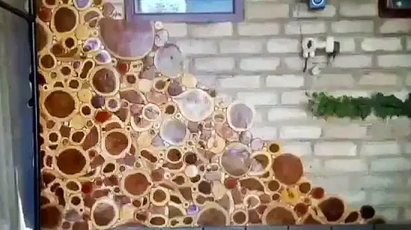  تزئین دیوار خانه با تنه درخت + فیلم 