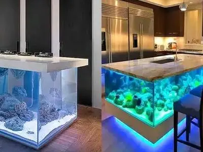 زیبا و مدرن؛ مدل‌ های آکواریوم اپن آشپزخانه ترند سال