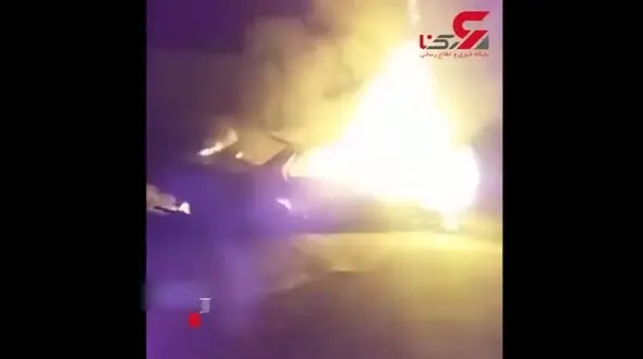 خودرویی که در کرمان آتش گرفت + فیلم