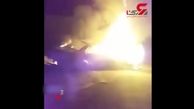 خودرویی که در کرمان آتش گرفت + فیلم