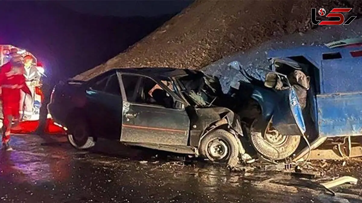شاخ به شاخ خودرو سواری با وانت نیسان 5 کشته و مصدوم برجا گذاشت