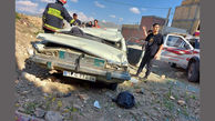 سومین حادثه پیاپی رانندگی در بوکان / سقوط پیکان از تپه + عکس