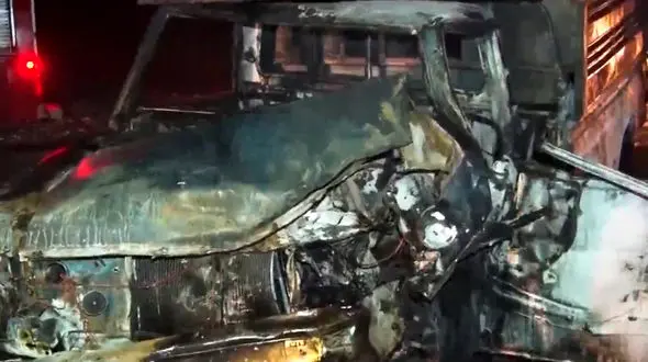 فیلم زنده زنده سوختن 2 مرد در تصادف زانتیا و نیسان / در تبریز رخ داد + عکس