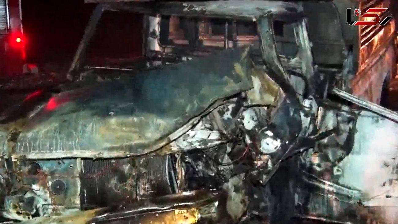 فیلم زنده زنده سوختن 2 مرد در تصادف زانتیا و نیسان / در تبریز رخ داد + عکس