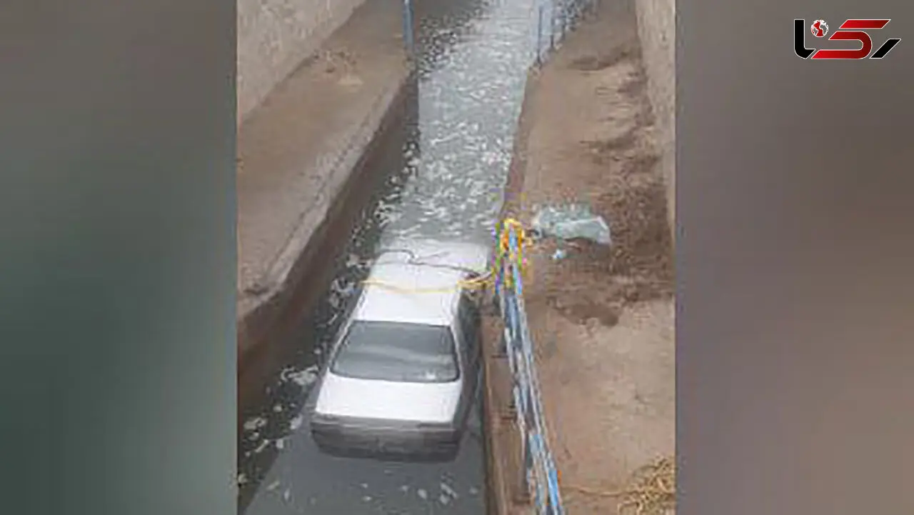 شیرجه عجیب یه خودروی سواری در کانال آب