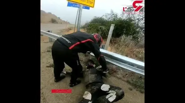 وقتی جاده پیچید و موتورسوار نپیچید! + فیلم