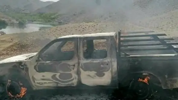 آتش زدن ماشین پیمانکار پروژه انتقال آب بروجن + عکس